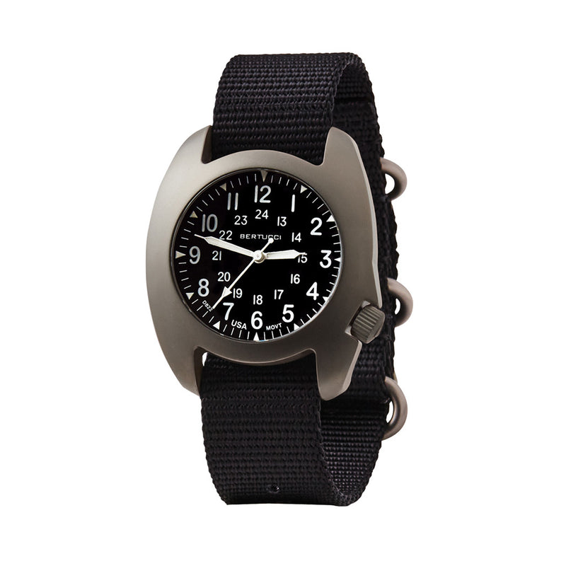 Bertucci D-3T Retroform Epic Field Watch with Black Dial and Black Nylon Strap #17015