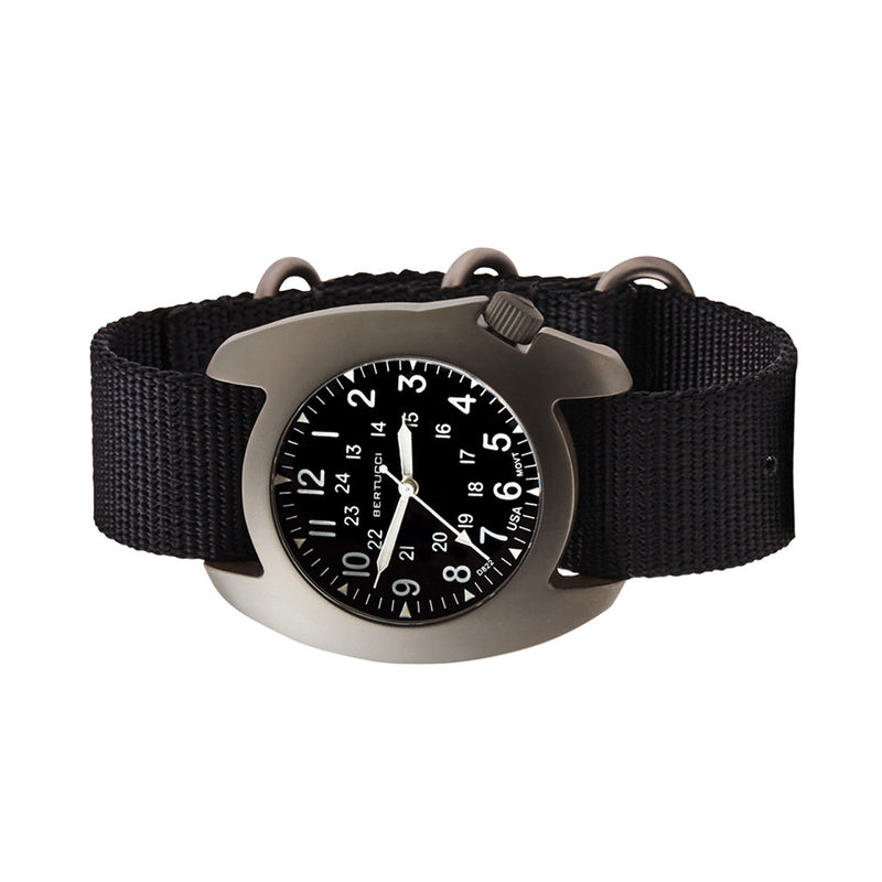 Bertucci D-3T Retroform Epic Field Watch with Black Dial and Black Nylon Strap #17015 side