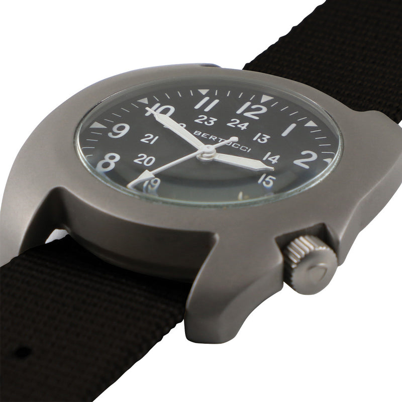 Bertucci D-3T Retroform Epic Field Watch with Black Dial and Black Nylon Strap #17015 tilt
