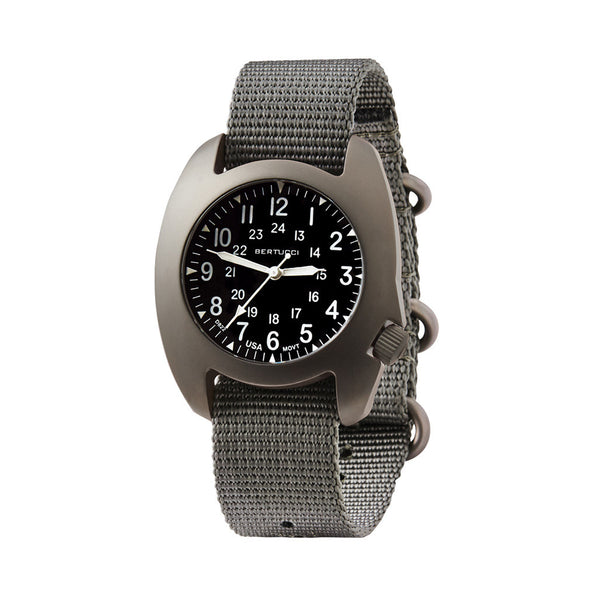 Bertucci D-3T Retroform Epic Field Watch with Black Dial and Vintage Drab Nylon Strap #17016