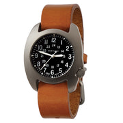 Bertucci D-3T Retroform Epic Field Watch with Black Dial and Brown Horween Leather Strap #17018 zoom