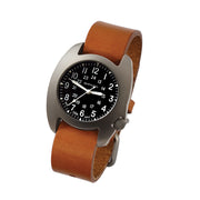 Bertucci D-3T Retroform Epic Field Watch with Black Dial and Brown Horween Leather Strap #17018 tilt