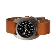 Bertucci D-3T Retroform Epic Field Watch with Black Dial and Brown Horween Leather Strap #17018 side