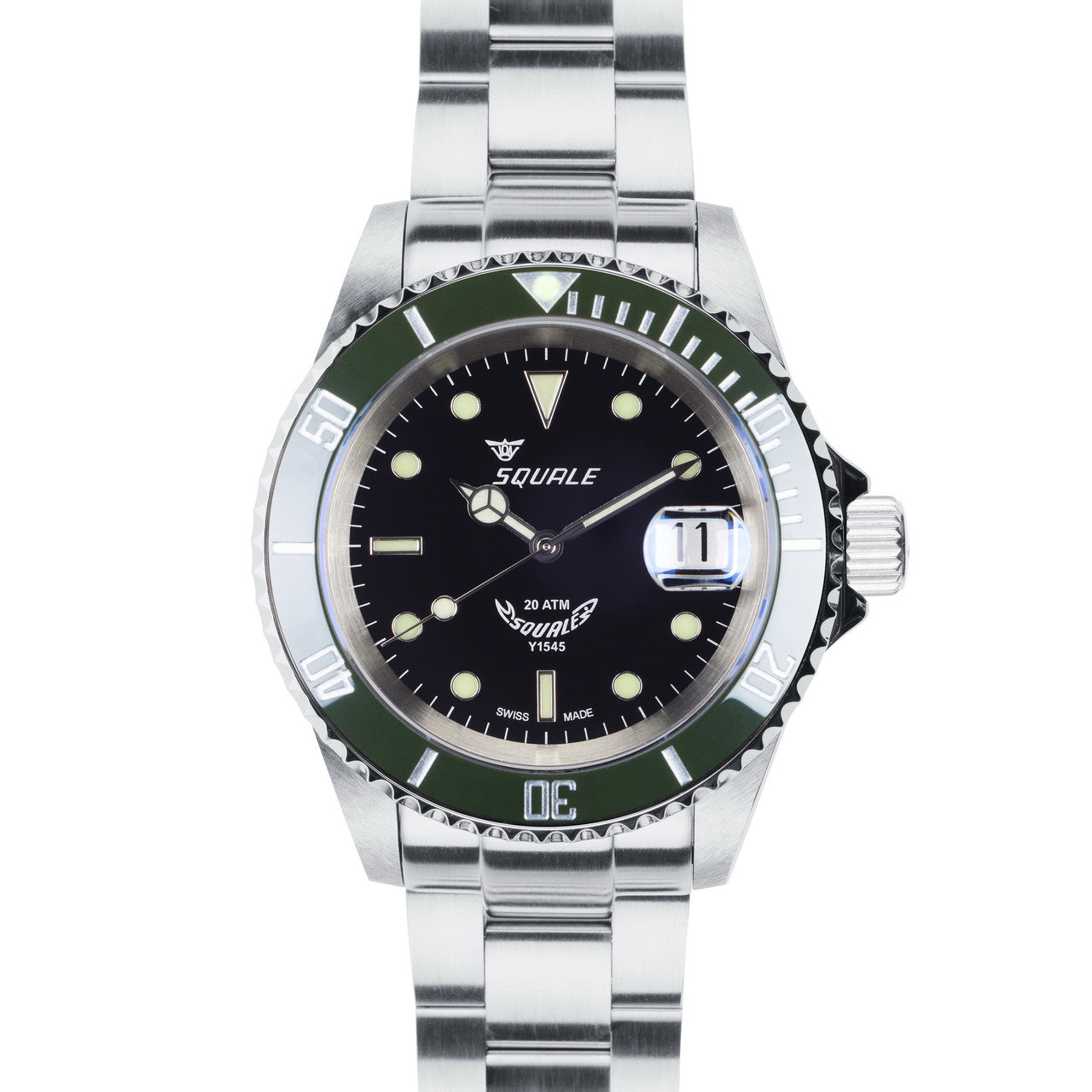 Squale Swiss Automatic Dive watch with Black Dial and Green Bezel