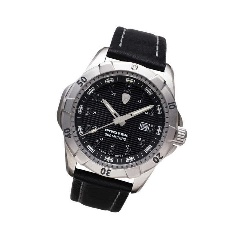 Protek Steel Tritium Dive Watch 2000 Series with Black Dial #PT2001 tilt