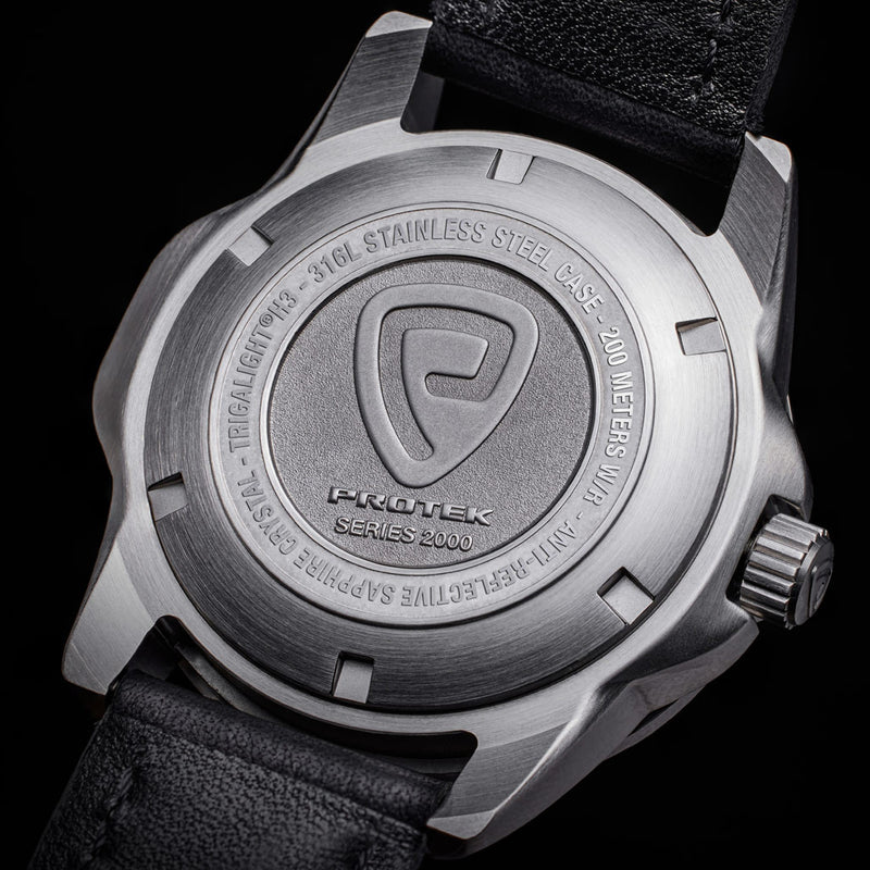Protek Steel Tritium Dive Watch 2000 Series with Black Dial #PT2001 back