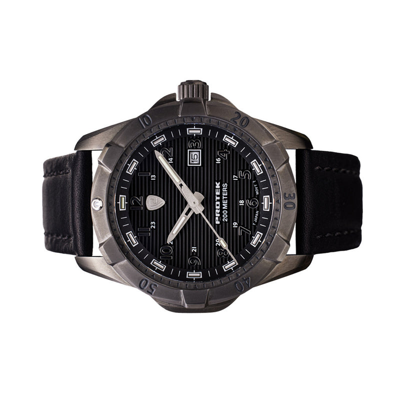 Protek Steel Tritium Dive Watch 2000 Series with Gun Metal Case and Black Dial #PT2002 side