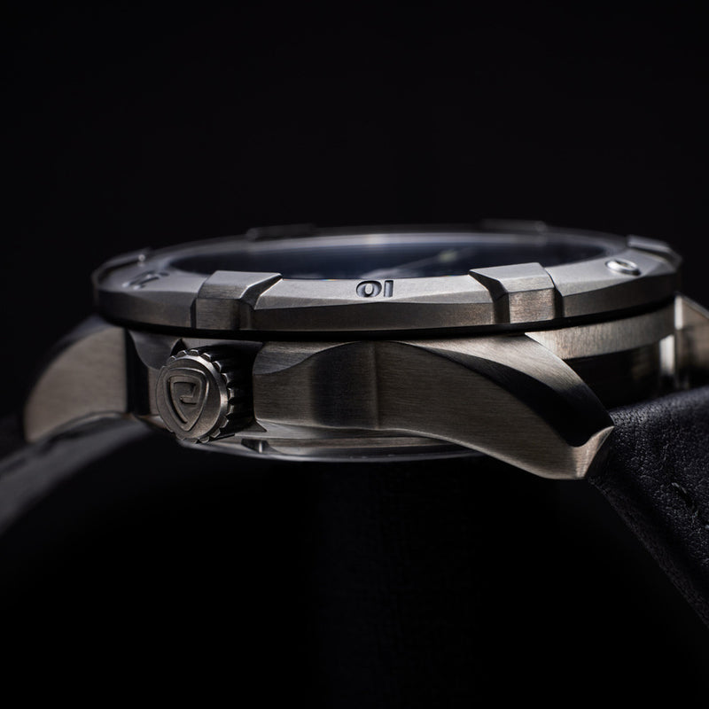 Protek Steel Tritium Dive Watch 2000 Series with Gun Metal Case and Black Dial #PT2002 crown