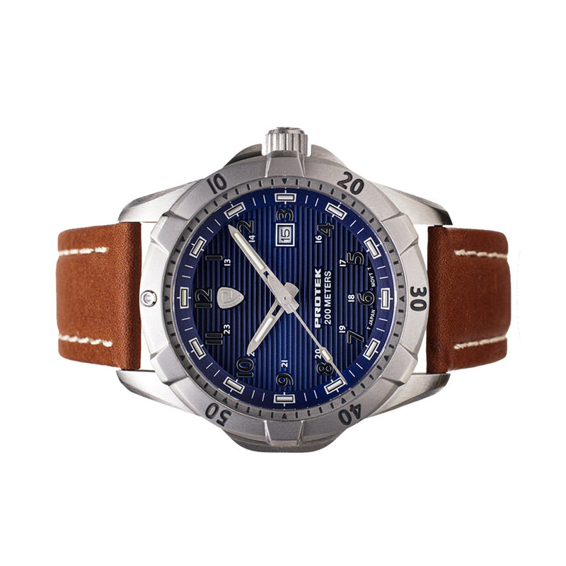 Protek Steel Tritium Dive Watch 2000 Series with Blue Dial #PT2003 side