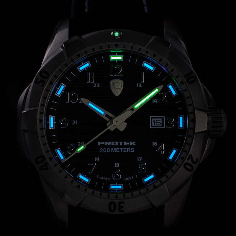 Protek Steel Tritium Dive Watch 2000 Series with Blue Dial #PT2003 tritium