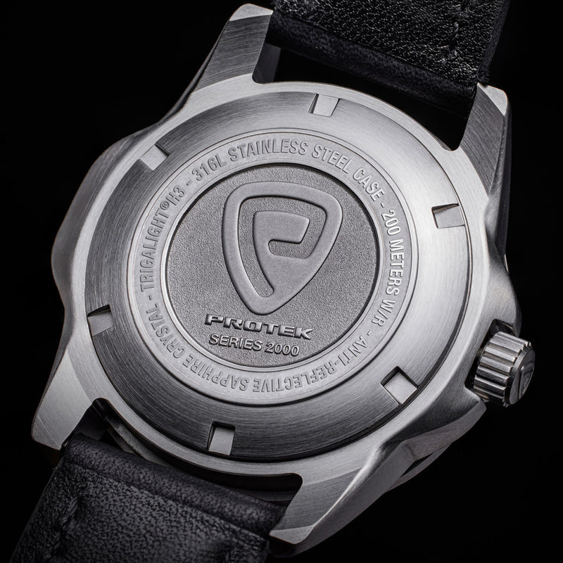 Protek Steel Tritium Dive Watch 2000 Series with Silver Dial #PT2004 back