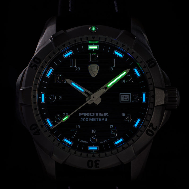 Protek Steel Tritium Dive Watch 2000 Series with Silver Dial #PT2004 tritium