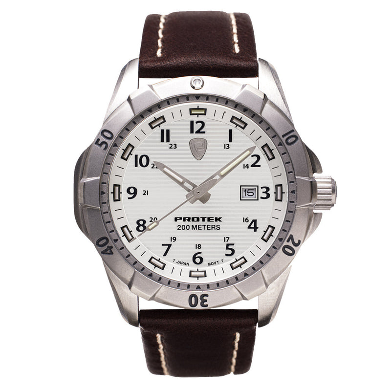 Protek Steel Tritium Dive Watch 2000 Series with White Dial #PT2005 zoom