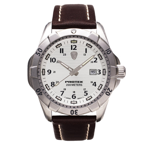 Protek Steel Tritium Dive Watch 2000 Series with White Dial #PT2005 zoom
