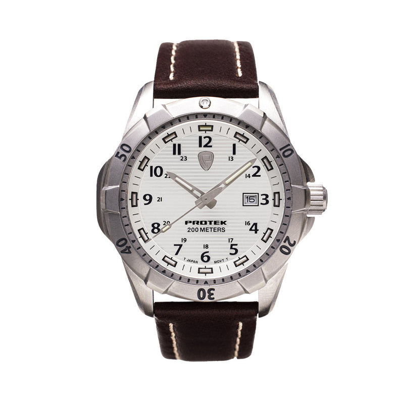 Protek Steel Tritium Dive Watch 2000 Series with White Dial #PT2005