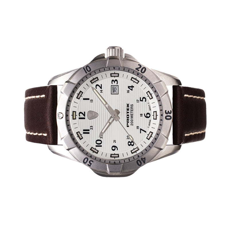 Protek Steel Tritium Dive Watch 2000 Series with White Dial #PT2005 side