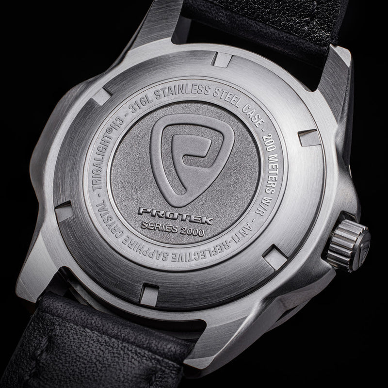 Protek Steel Tritium Dive Watch 2000 Series with White Dial #PT2005 back