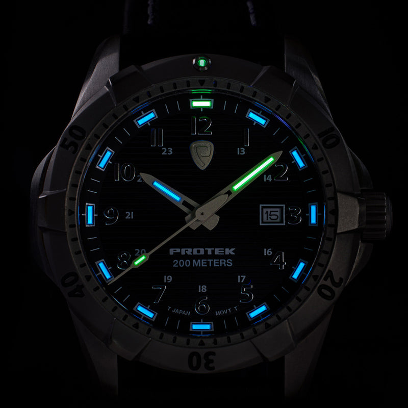 Protek Steel Tritium Dive Watch 2000 Series with White Dial #PT2005 tritium