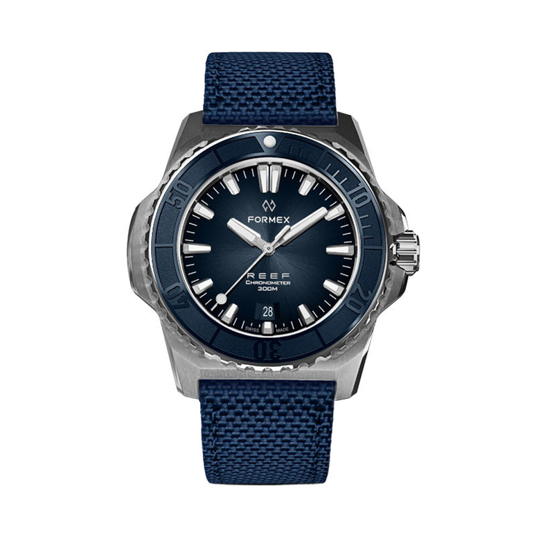 Formex REEF Swiss Automatic Chronometer Dive Watch with Sunburst Blue Dial #2200.1.6333.833