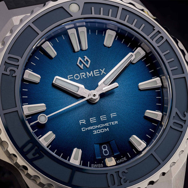 Formex Baby REEF 39.5mm Swiss Automatic Chronometer Dive Watch with Sunburst Blue Dial #2201.1.6333.930