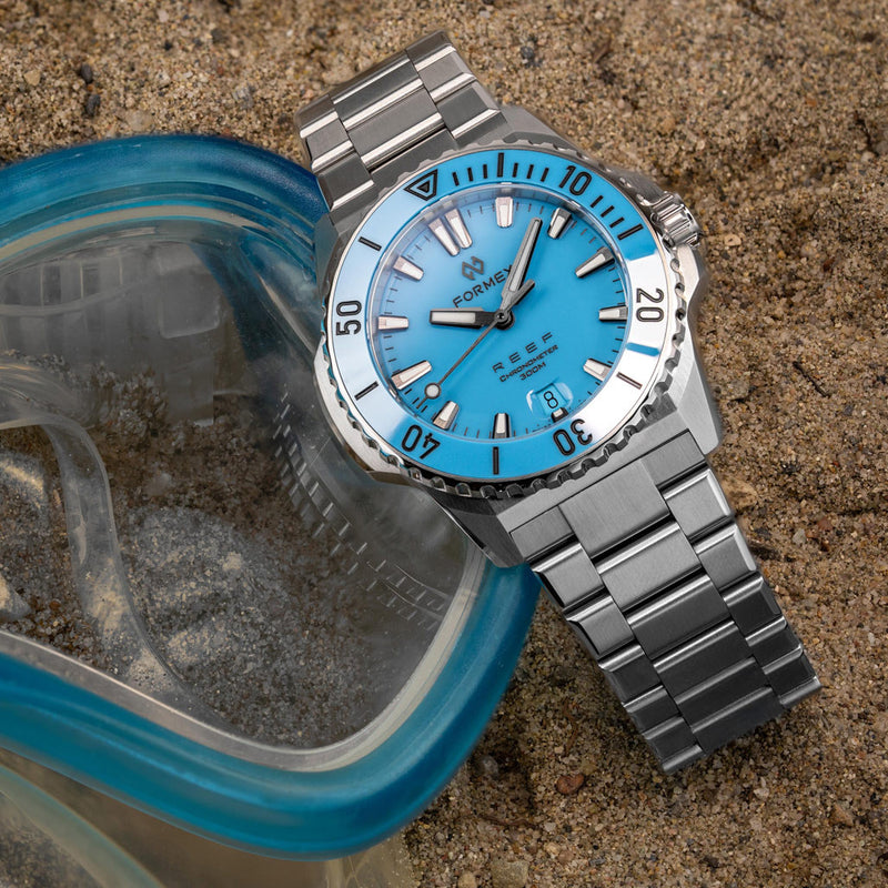 Formex Baby REEF 39.5mm Chronometer Watch with Bahama Blue Dial #2201-1-6367-100