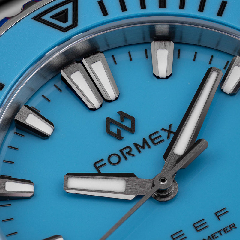 Formex Baby REEF 39.5mm Chronometer Watch with Bahama Blue Dial #2201-1-6367-100