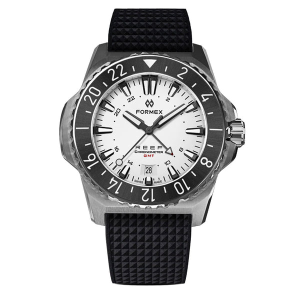 Formex REEF GMT Chronometer Dive Watch with White Dial and Black Bezel #2202.1.5312.910