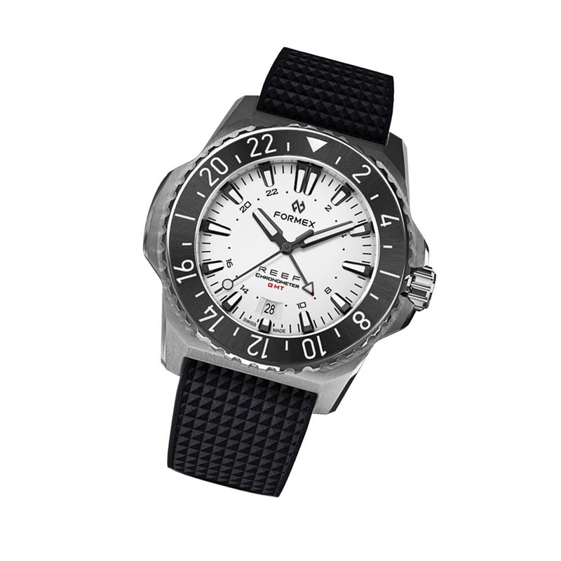 Formex REEF GMT Chronometer Dive Watch with White Dial and Black Bezel #2202.1.5312.910