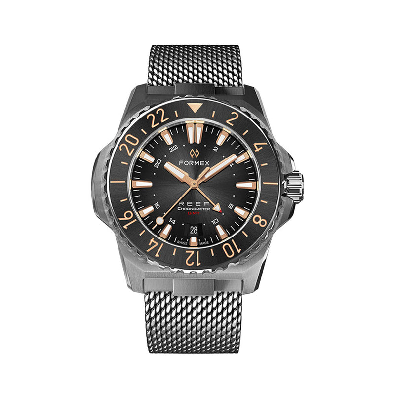 Formex REEF GMT Chronometer Dive Watch with Gilt Black Dial and Bezel #2202.1.5399.111