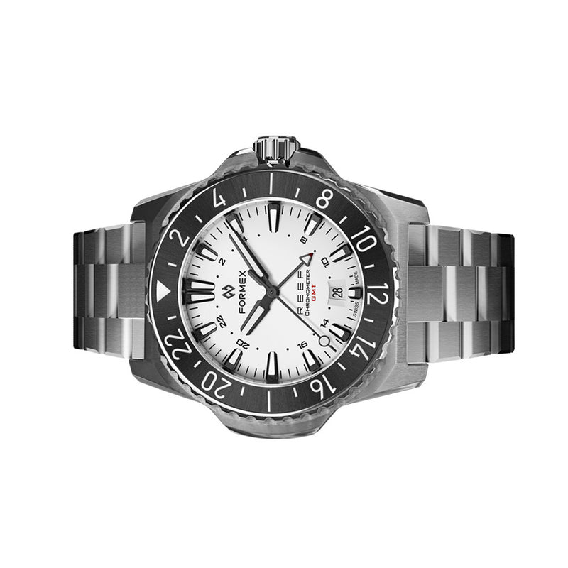 Formex REEF GMT Chronometer Dive Watch with White Dial and Black Bezel #2202.1.5312.100 side
