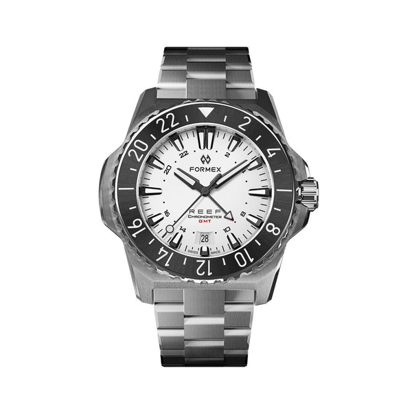 Formex REEF GMT Chronometer Dive Watch with White Dial and Black Bezel #2202.1.5312.100