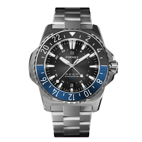 Formex REEF GMT Chronometer Dive Watch with Black Dial and Batman Bezel #2202.1.5323.100 zoom