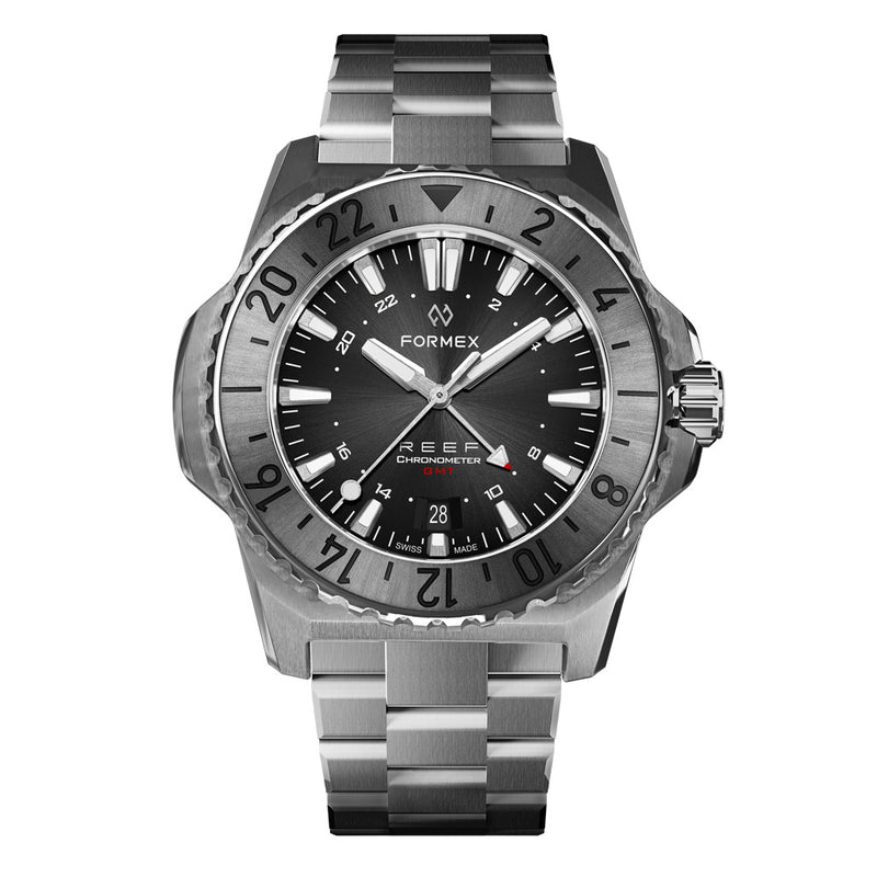 Formex REEF GMT Chronometer Dive Watch with Black Dial and Silver Bezel #2202.1.5331.100 zoom