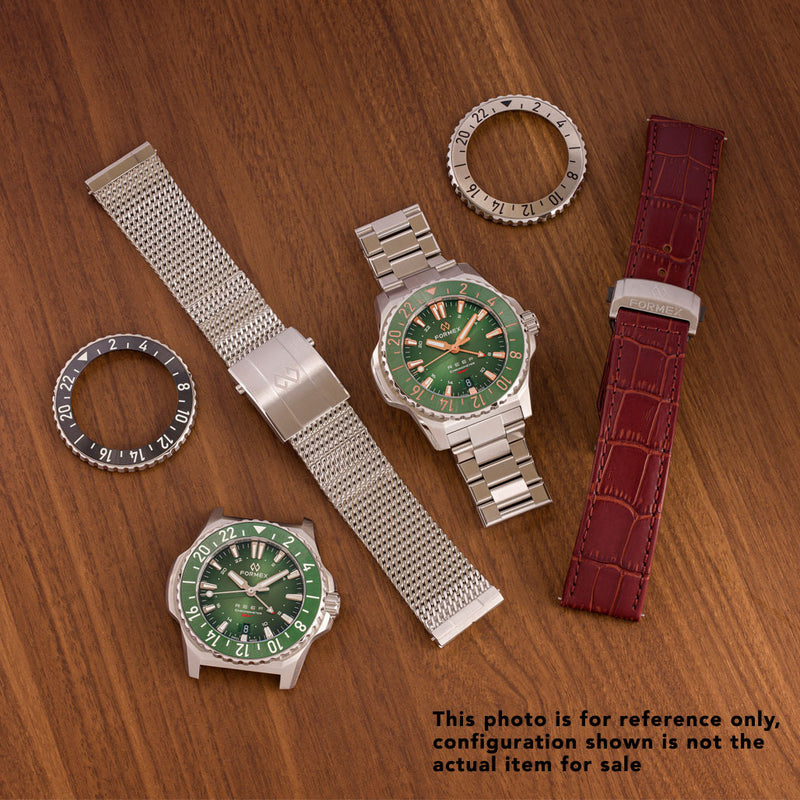 Formex REEF GMT Chronometer Dive Watch with Gilt Green Dial and Bezel #2202.1.5388.100 lifestyle