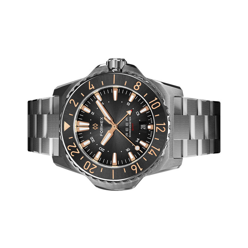 Formex REEF GMT Chronometer Dive Watch with Gilt Black Dial and Bezel #2202.1.5399.100 side