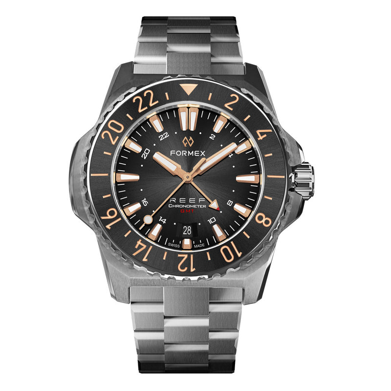 Formex REEF GMT Chronometer Dive Watch with Gilt Black Dial and Bezel #2202.1.5399.100 zoom