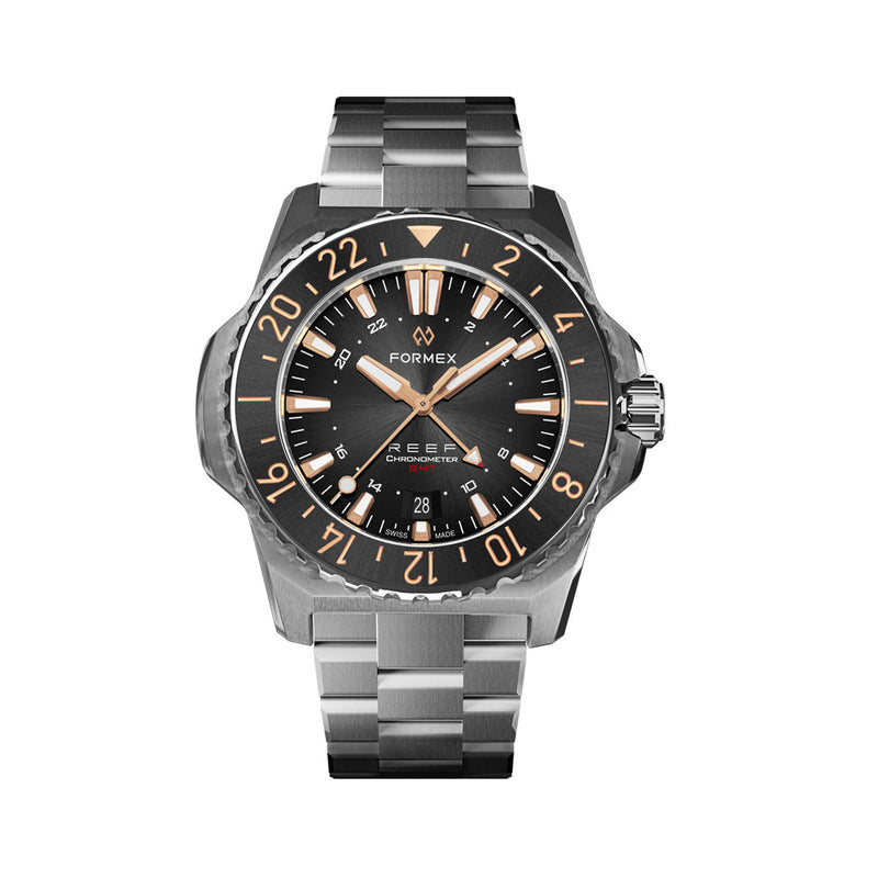 Formex REEF GMT Chronometer Dive Watch with Gilt Black Dial and Bezel #2202.1.5399.100