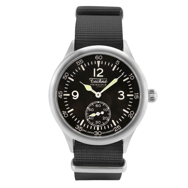 Techne 39.5mm Merlin Quartz Aviator Watch  with Black Strap #245.023