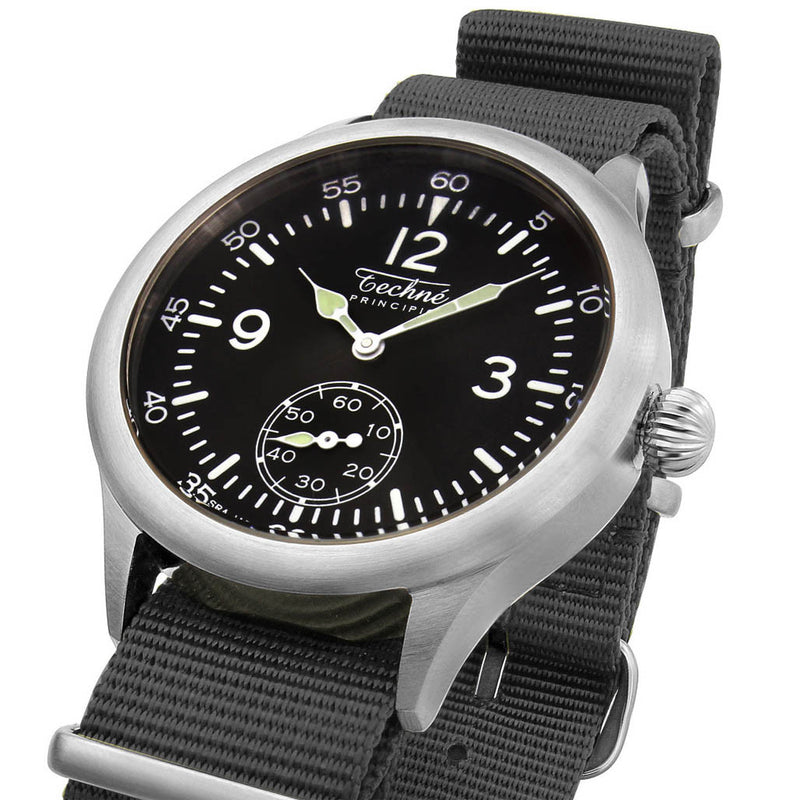 Techne 39.5mm Merlin Quartz Aviator Watch  with Black Strap #245.023