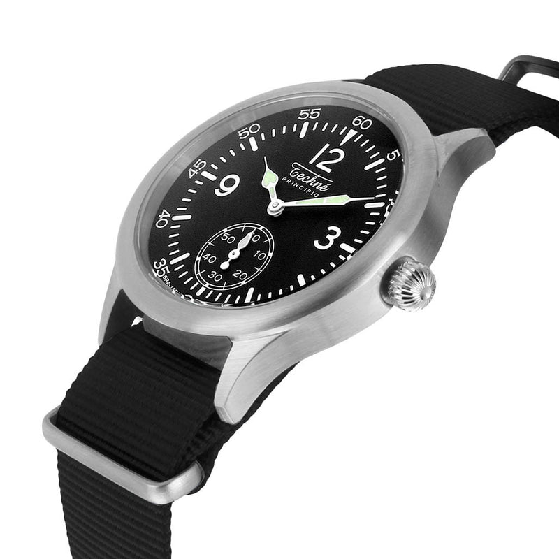 Techne 39.5mm Merlin Quartz Aviator Watch  with Black Strap #245.023