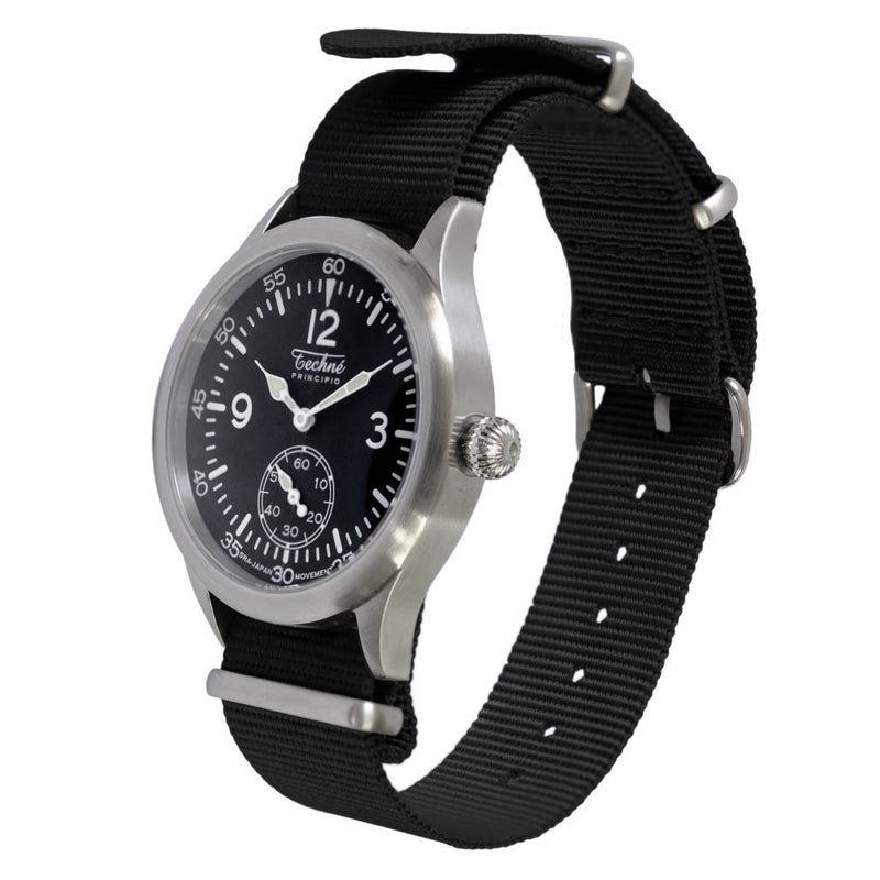Techne 39.5mm Merlin Quartz Aviator Watch  with Black Strap #245.023