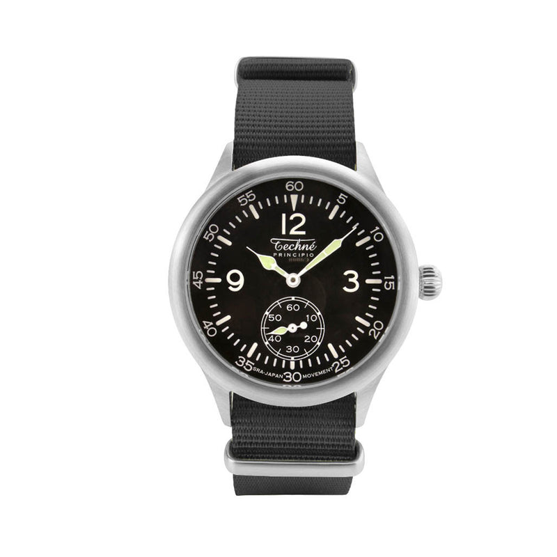 Techne 39.5mm Merlin Quartz Aviator Watch  with Black Strap #245.023