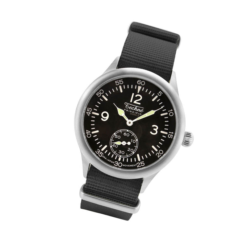 Techne 39.5mm Merlin Quartz Aviator Watch  with Black Strap #245.023