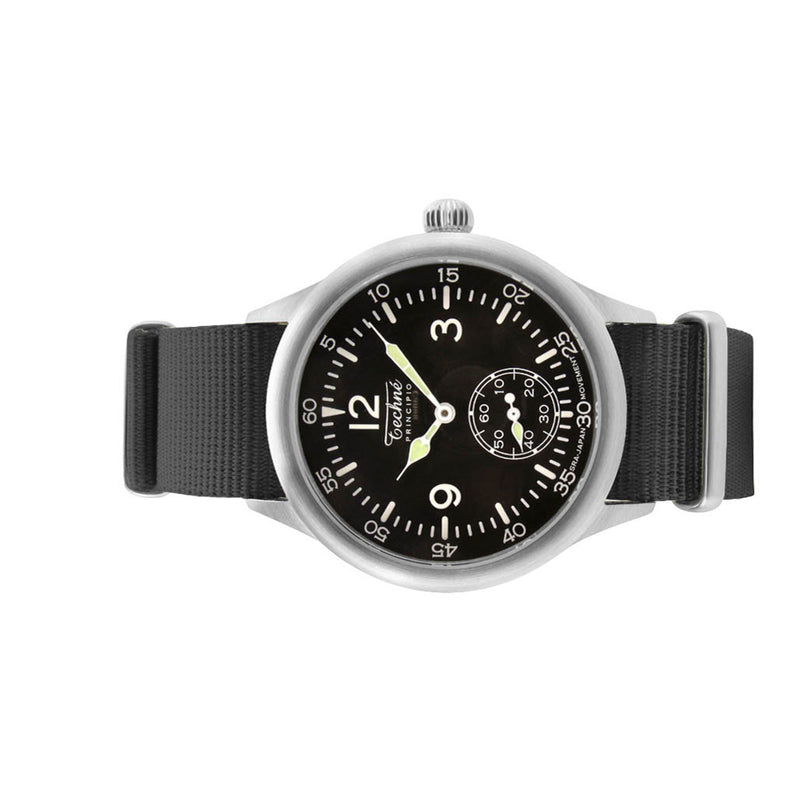 Techne 39.5mm Merlin Quartz Aviator Watch  with Black Strap #245.023