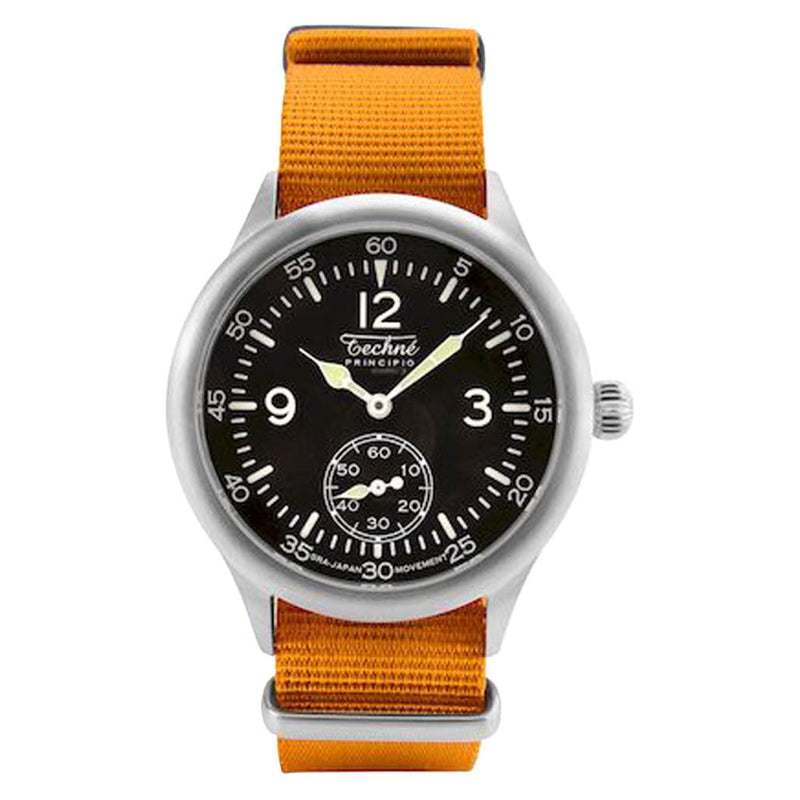 Techne 39.5mm Merlin Quartz Aviator Watch Orange Strap #245.025
