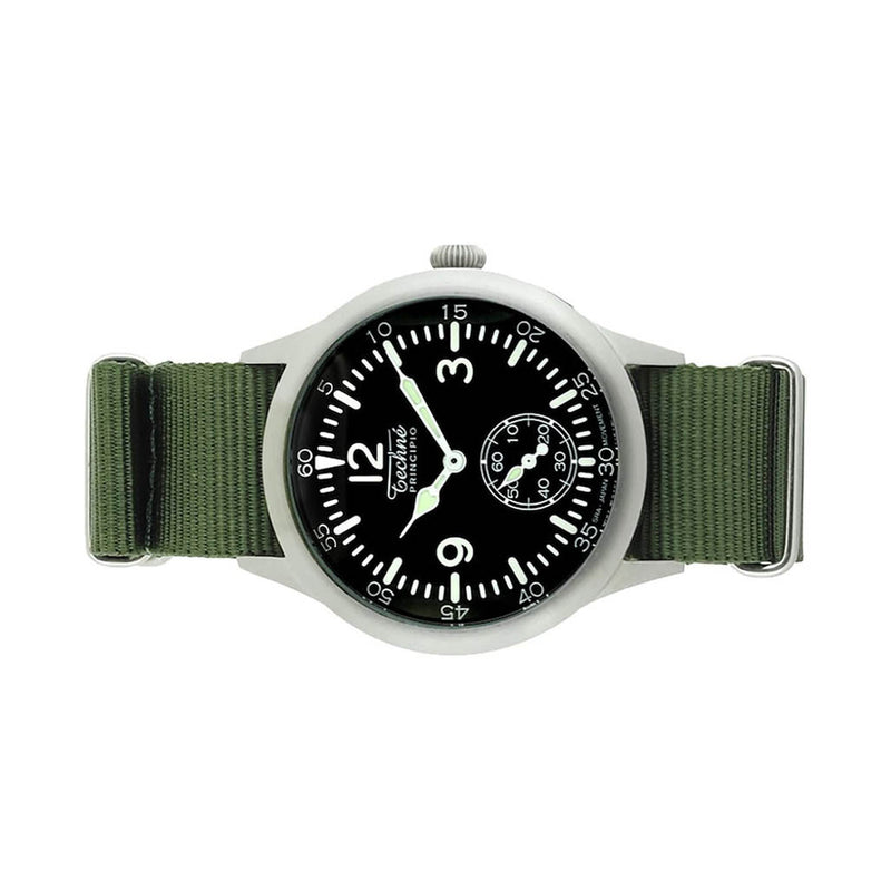 Techne 39.5mm Merlin Quartz Aviator Watch with Green Strap #245.022