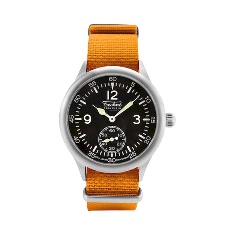 Techne 39.5mm Merlin Quartz Aviator Watch Orange Strap #245.025