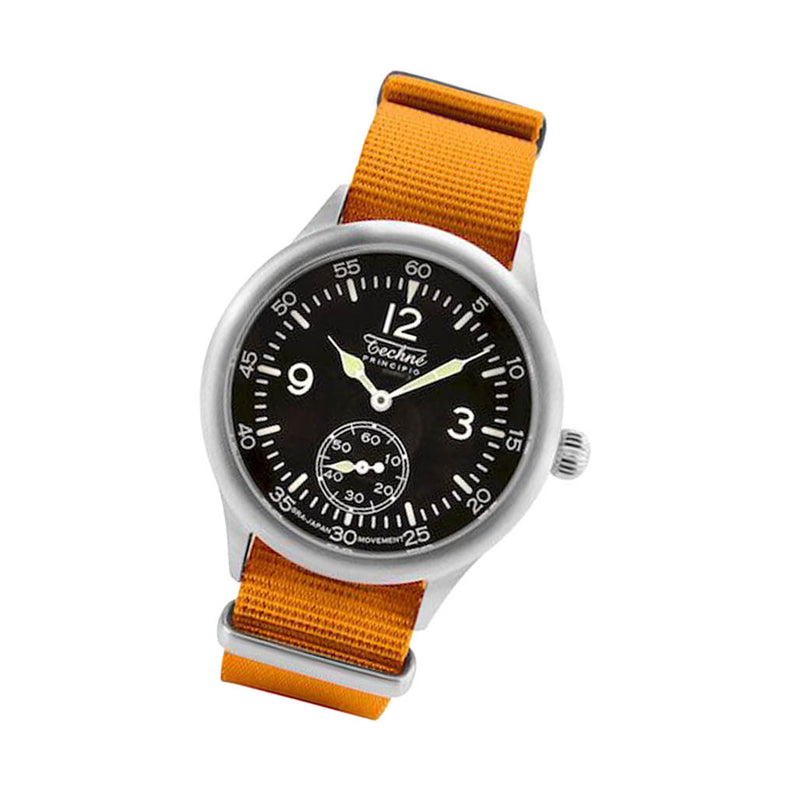 Techne 39.5mm Merlin Quartz Aviator Watch Orange Strap #245.025