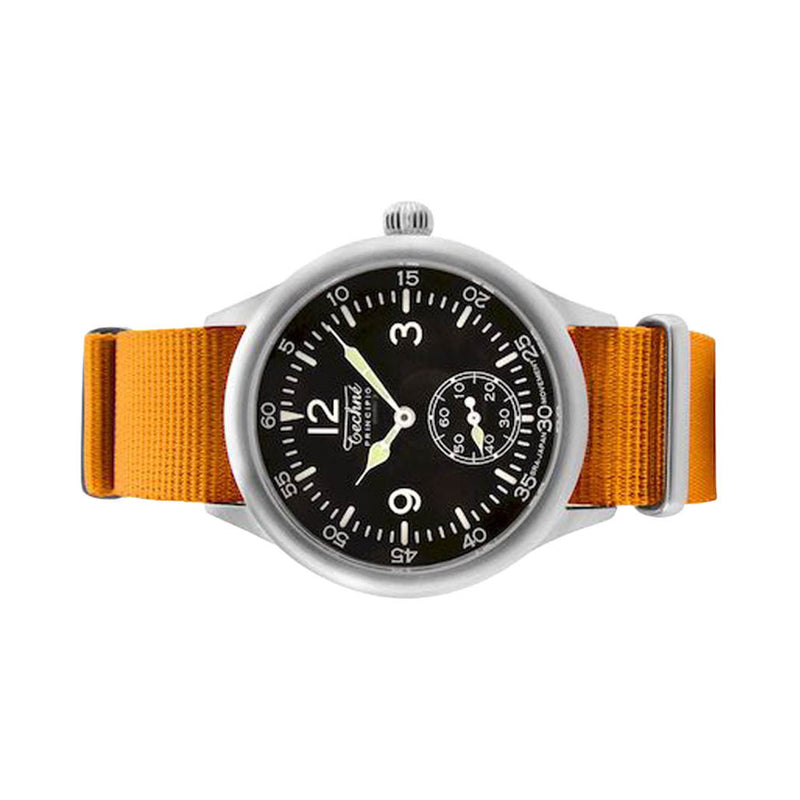 Techne 39.5mm Merlin Quartz Aviator Watch Orange Strap #245.025