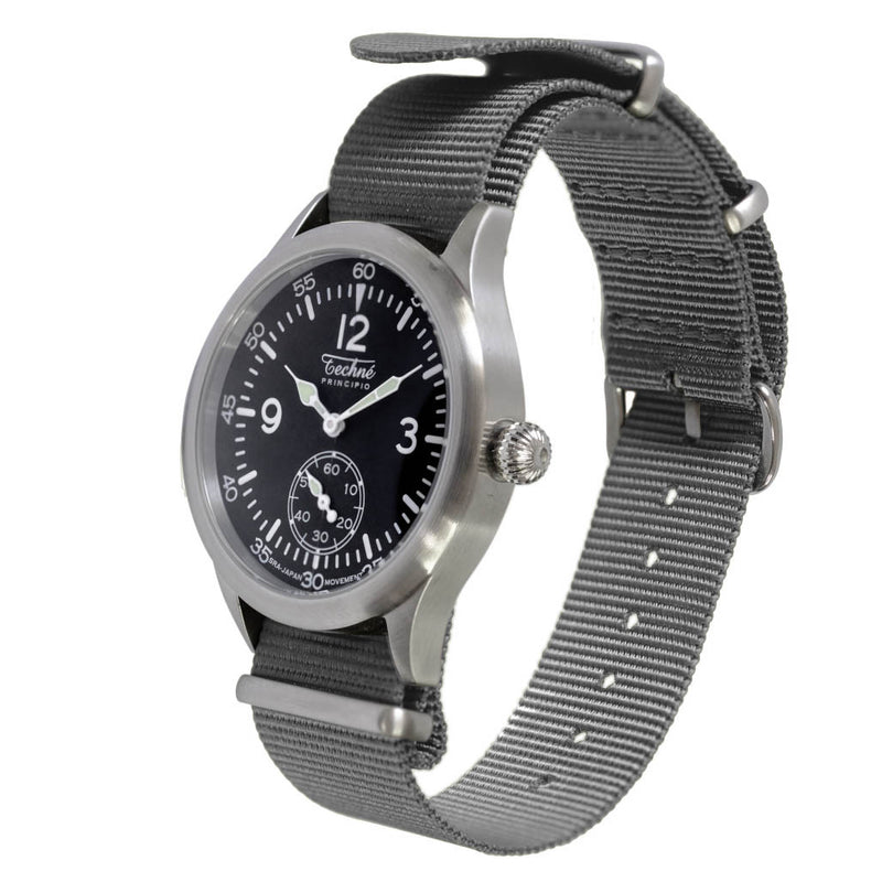 Techne 39.5mm Merlin Quartz Aviator Watch with Grey Strap #246.021